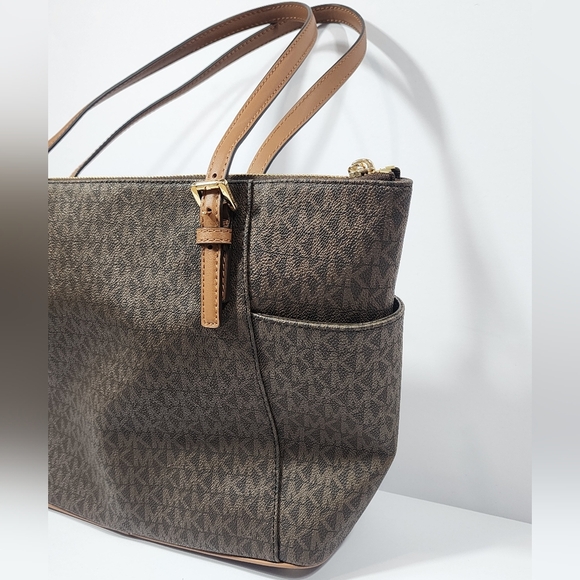 Michael Kors Quinn Med Signature Tote Bag Like New Brown Acorn - Picture 8 of 12